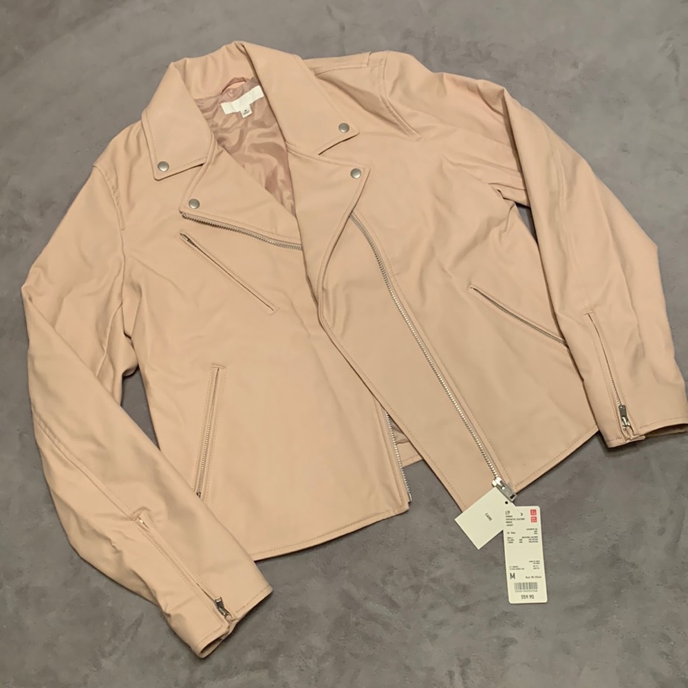 Blush Uniqlo Vegan Leather Moto Jacket *NWT*